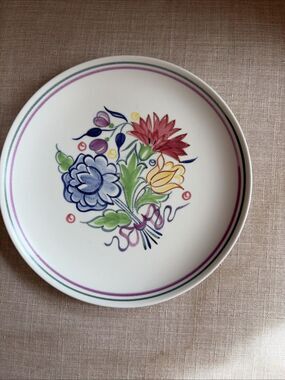 Vtg. Poole Pottery Traditional Ware Fuchsia Plate 50’s Hand Painted Ceramic